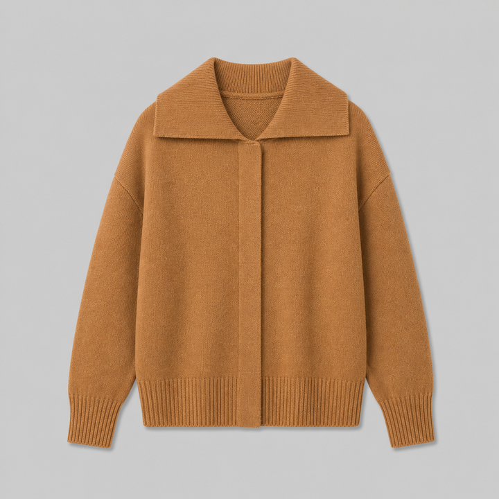 Camrose™ | Cashmere Blend Collared Knit Cardigan with Dropped Shoulders