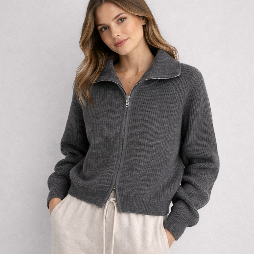 Merewen™ | Full-Zip Knit Sweater with Relaxed Fit