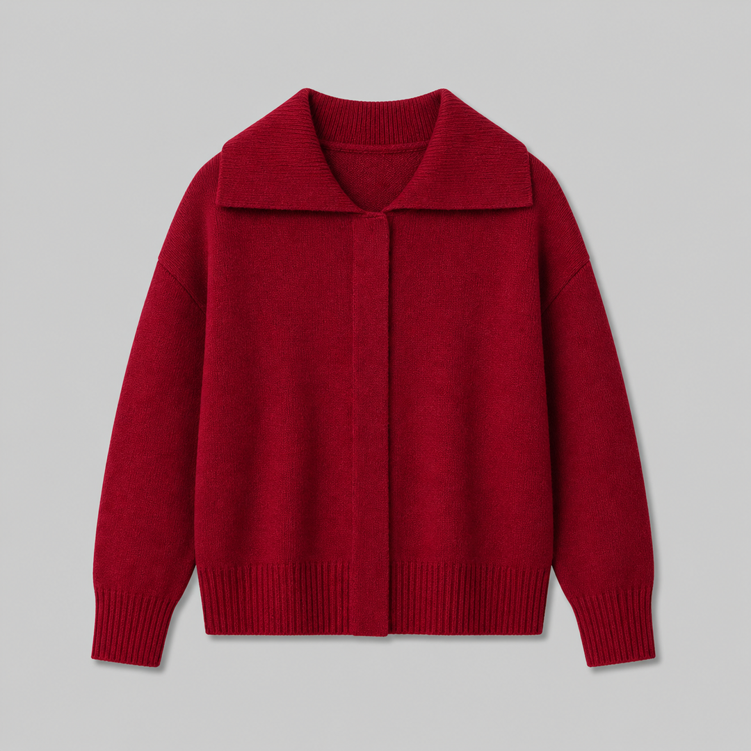 Camrose™ | Cashmere Blend Collared Knit Cardigan with Dropped Shoulders