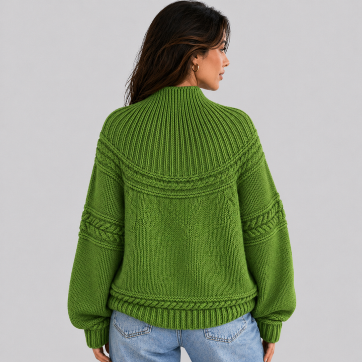 Lorelle™ | Merino Wool Cable Knit Sweater with Round Neck