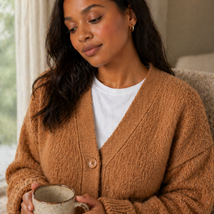 Fenella™ | Relaxed Merino Wool Cardigan with Dropped Shoulders