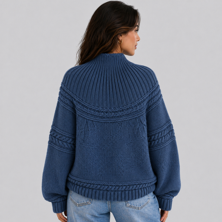 Lorelle™ | Merino Wool Cable Knit Sweater with Round Neck