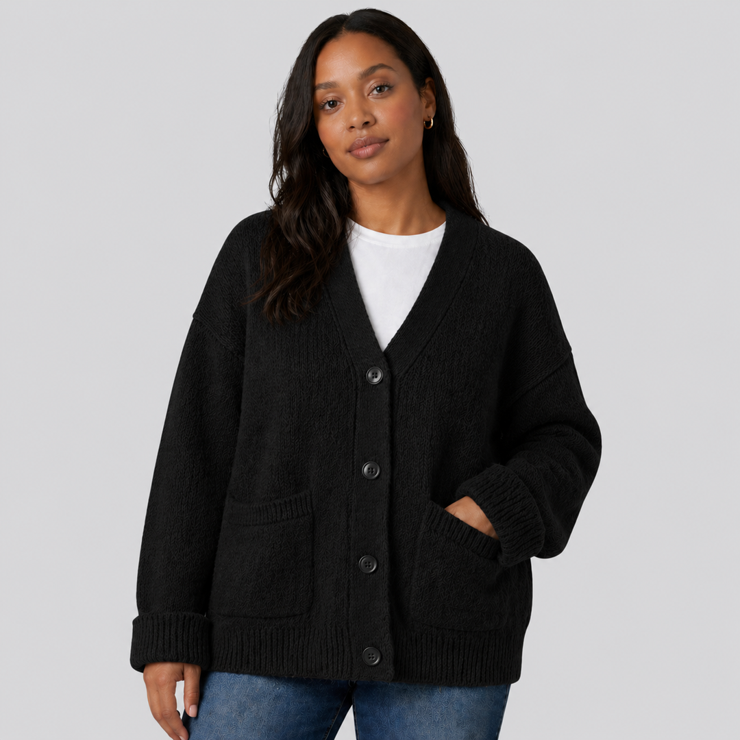 Fenella™ | Relaxed Merino Wool Cardigan with Dropped Shoulders