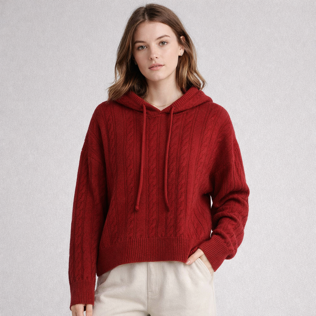 Katriane™ | Oversized Hooded Knit Sweater with Ribbed Trims