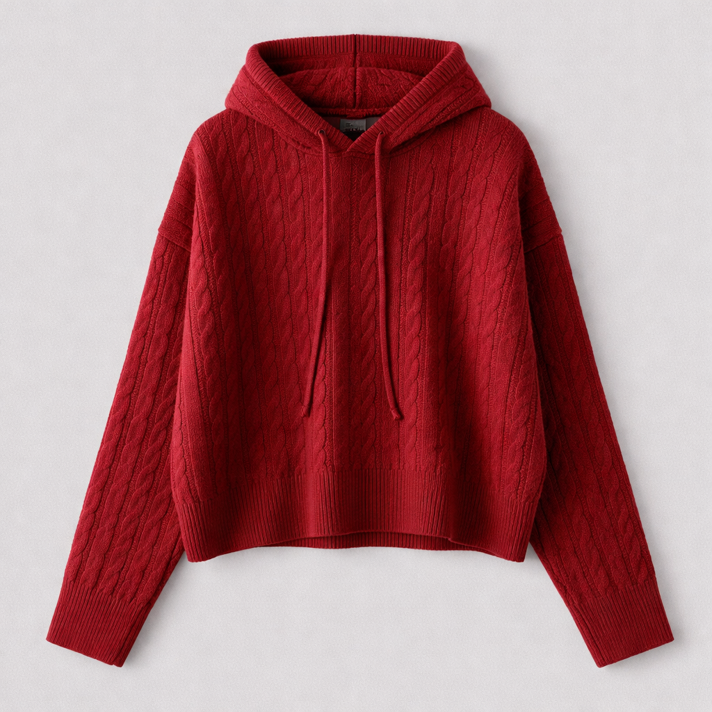 Katriane™ | Oversized Hooded Knit Sweater with Ribbed Trims