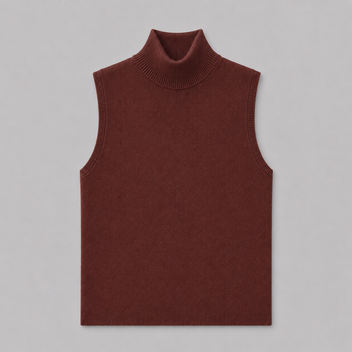 Wrenna™ | Cashmere Blend Sleeveless Turtleneck Knit Top