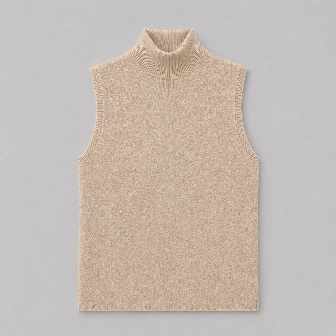 Wrenna™ | Cashmere Blend Sleeveless Turtleneck Knit Top