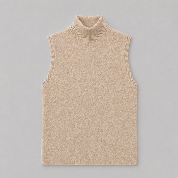 Wrenna™ | Cashmere Blend Sleeveless Turtleneck Knit Top