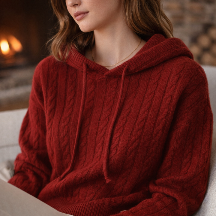 Katriane™ | Oversized Hooded Knit Sweater with Ribbed Trims