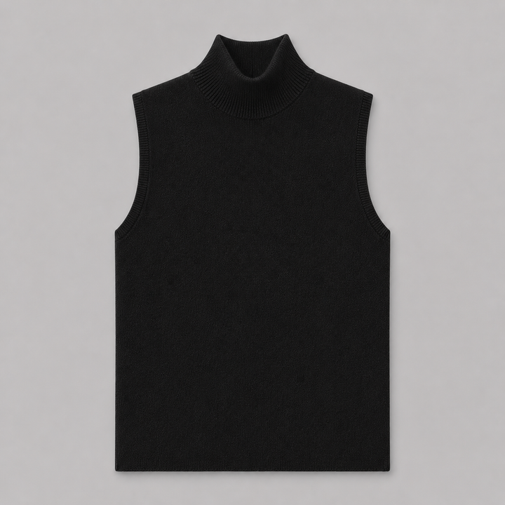Wrenna™ | Cashmere Blend Sleeveless Turtleneck Knit Top