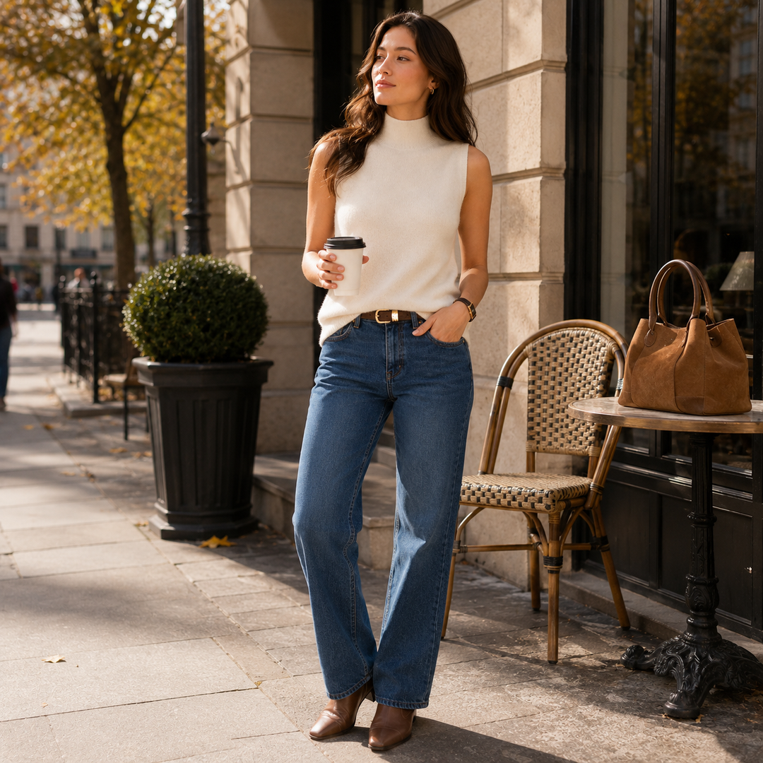 Wrenna™ | Cashmere Blend Sleeveless Turtleneck Knit Top