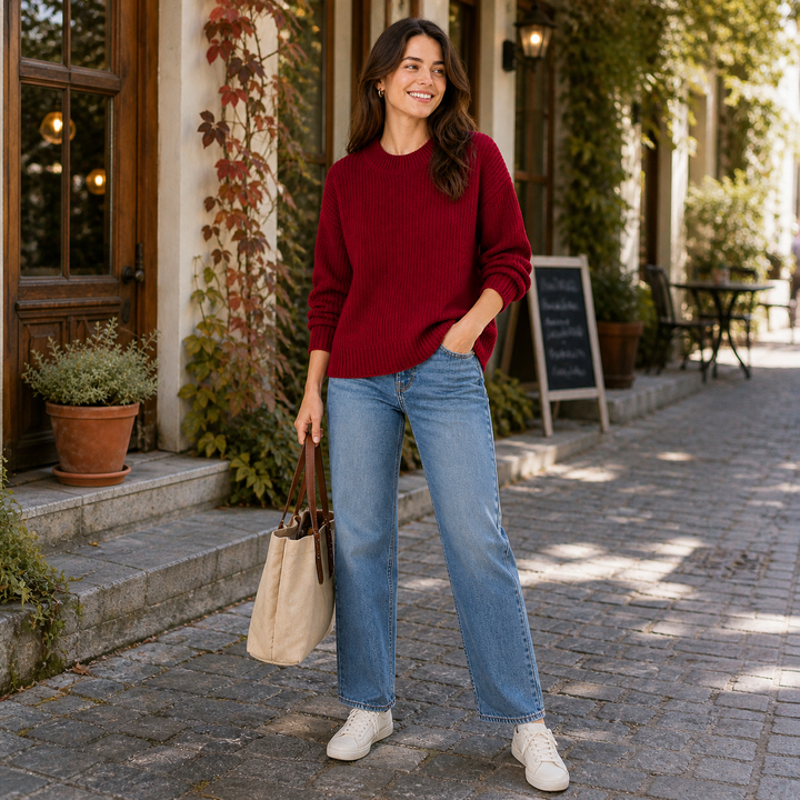 Hesper™ | Ribbed Cashmere Blend Sweater with Dropped Shoulders
