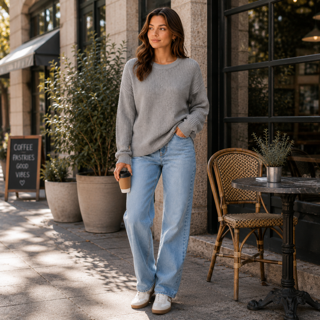 Thessaly™ | Oversized Cashmere Blend Textured Knit Sweater