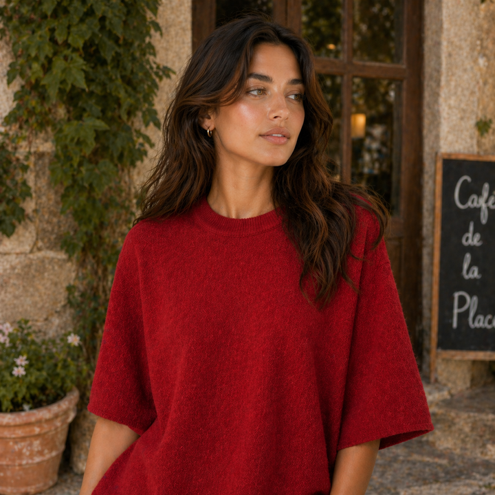 Caelia™ | Oversized Merino Wool T-Shirt with Dropped Shoulders