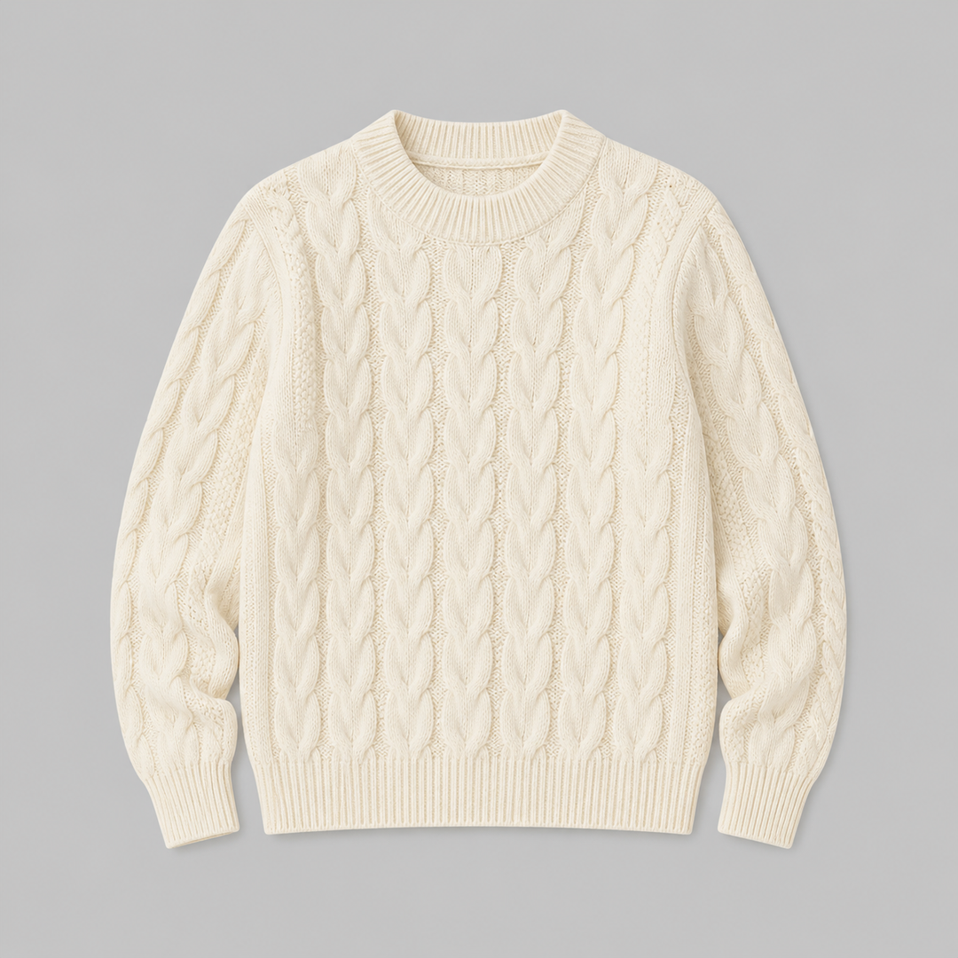 Rosalind™ | Cashmere Blend Textured Knit Sweater with Ribbed Trims
