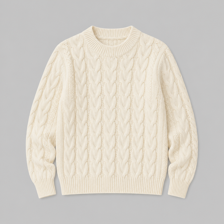 Rosalind™ | Cashmere Blend Textured Knit Sweater with Ribbed Trims