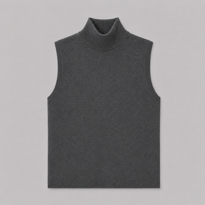 Wrenna™ | Cashmere Blend Sleeveless Turtleneck Knit Top