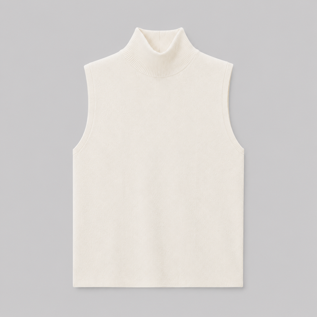 Wrenna™ | Cashmere Blend Sleeveless Turtleneck Knit Top