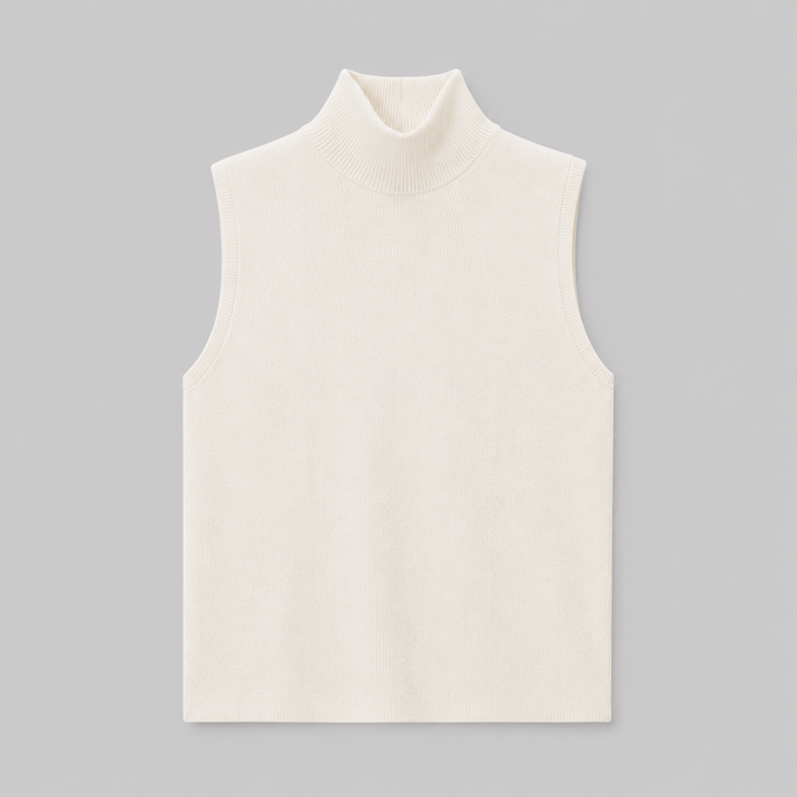 Wrenna™ | Cashmere Blend Sleeveless Turtleneck Knit Top