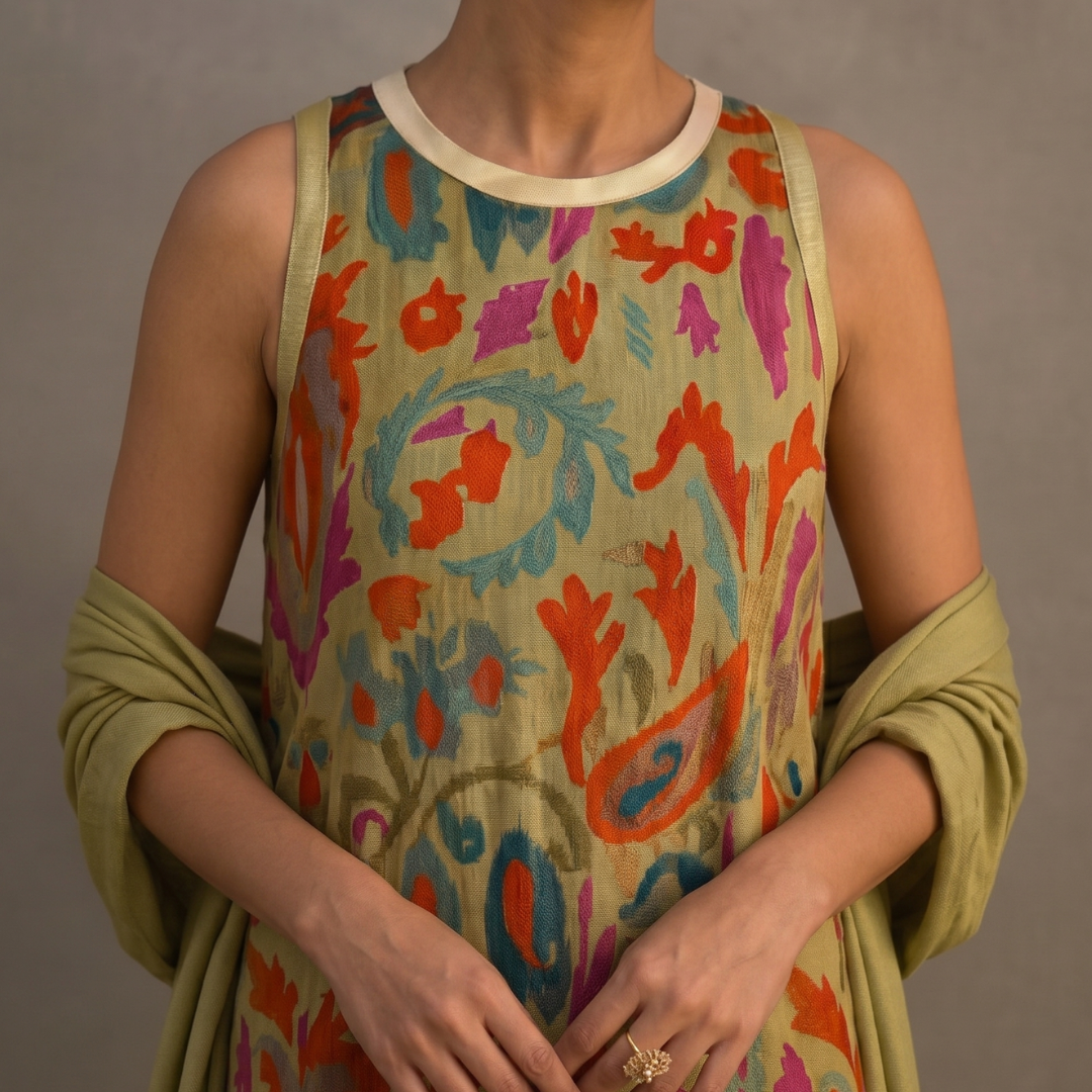 Daniela™ | Long Printed Dress with Matching Vest