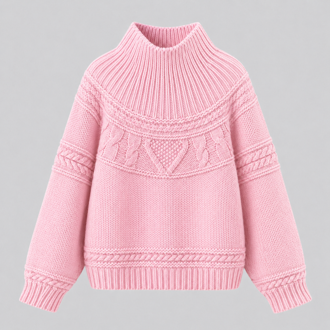 Lorelle™ | Merino Wool Cable Knit Sweater with Round Neck