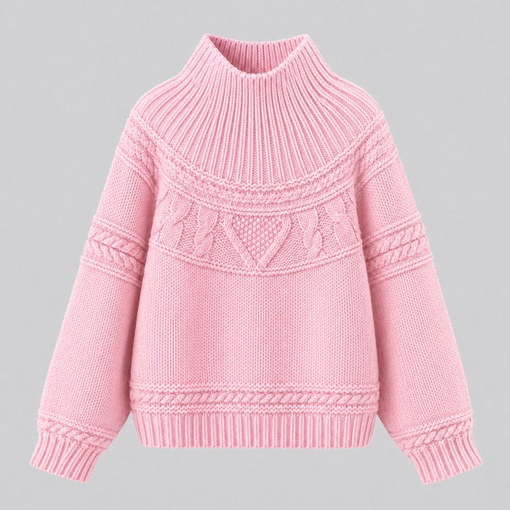Lorelle™ | Merino Wool Cable Knit Sweater with Round Neck