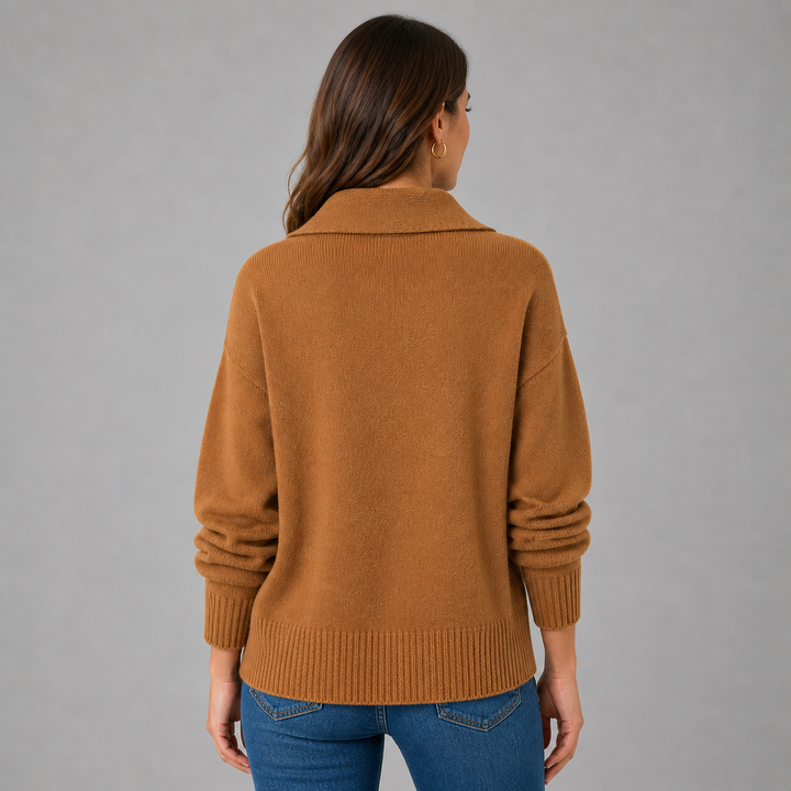 Camrose™ | Cashmere Blend Collared Knit Cardigan with Dropped Shoulders