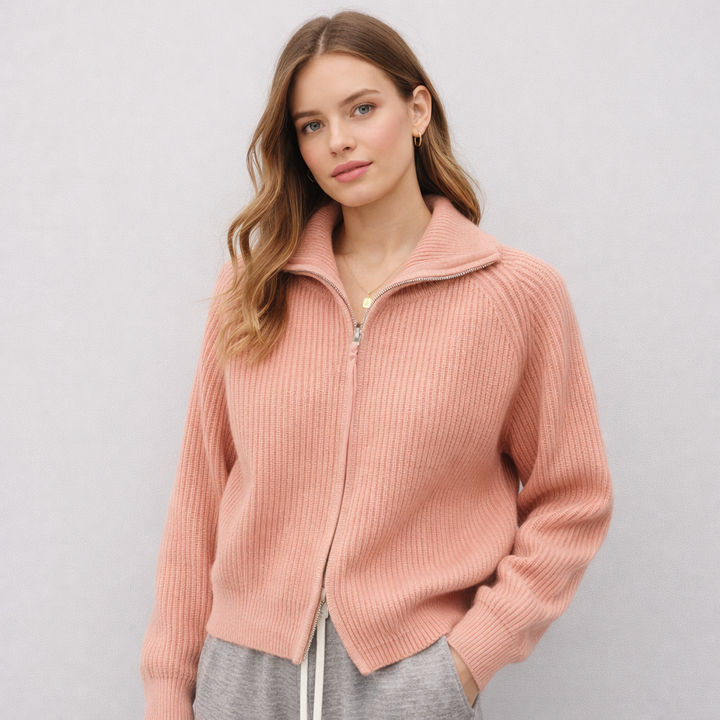 Merewen™ | Full-Zip Knit Sweater with Relaxed Fit