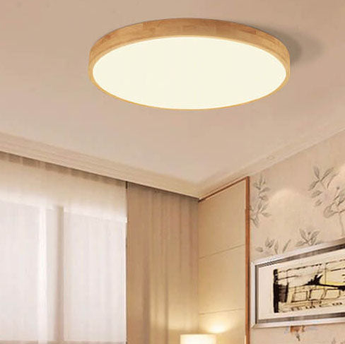 LED Ultra-Thin Solid Wood Round Flush Mount Ceiling Light — view 4