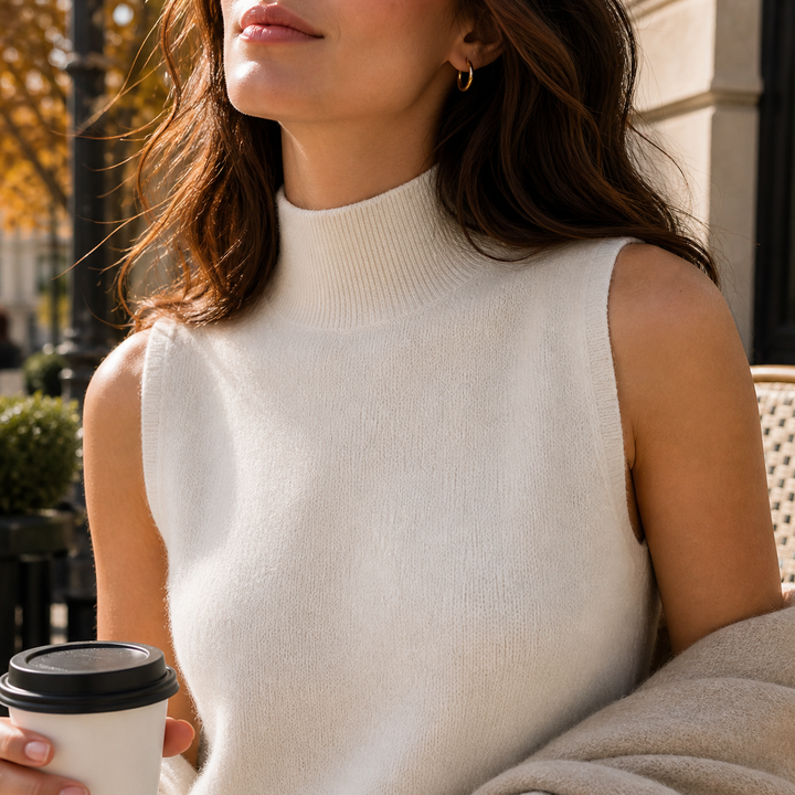 Wrenna™ | Cashmere Blend Sleeveless Turtleneck Knit Top