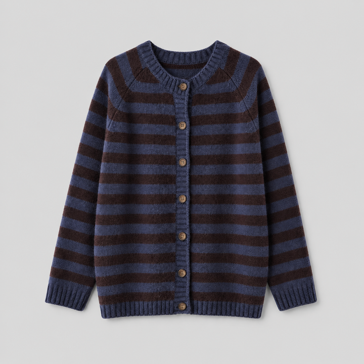 Jessamy™ | Cashmere Blend Striped Cardigan with Button Front