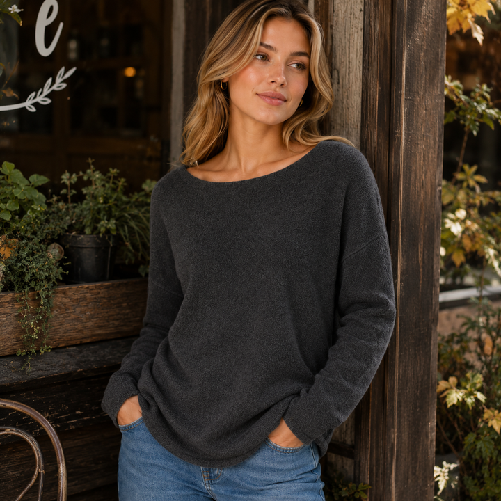 Quintessa™ | Oversized Cashmere Blend Sweater with Wide Neckline