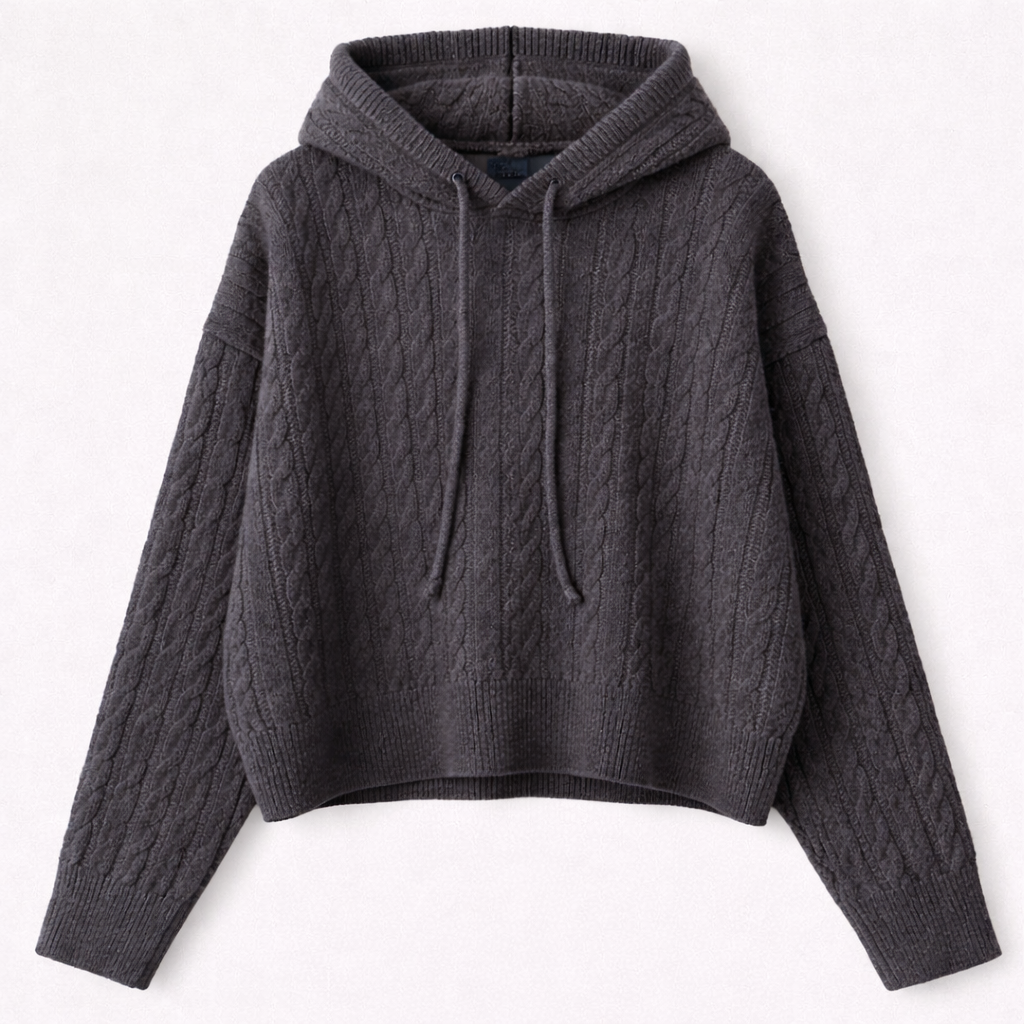 Katriane™ | Oversized Hooded Knit Sweater with Ribbed Trims