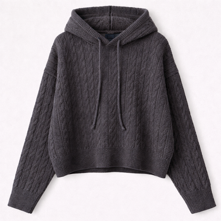 Katriane™ | Oversized Hooded Knit Sweater with Ribbed Trims