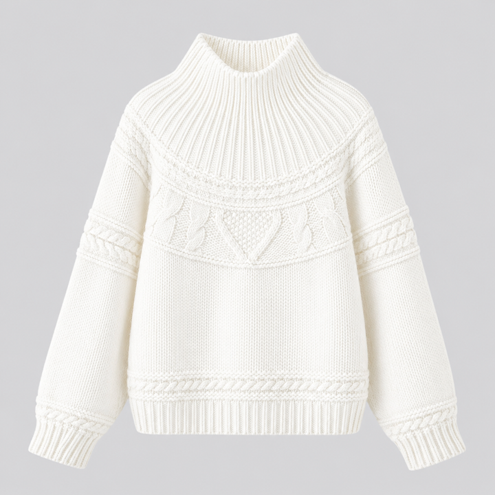 Lorelle™ | Merino Wool Cable Knit Sweater with Round Neck