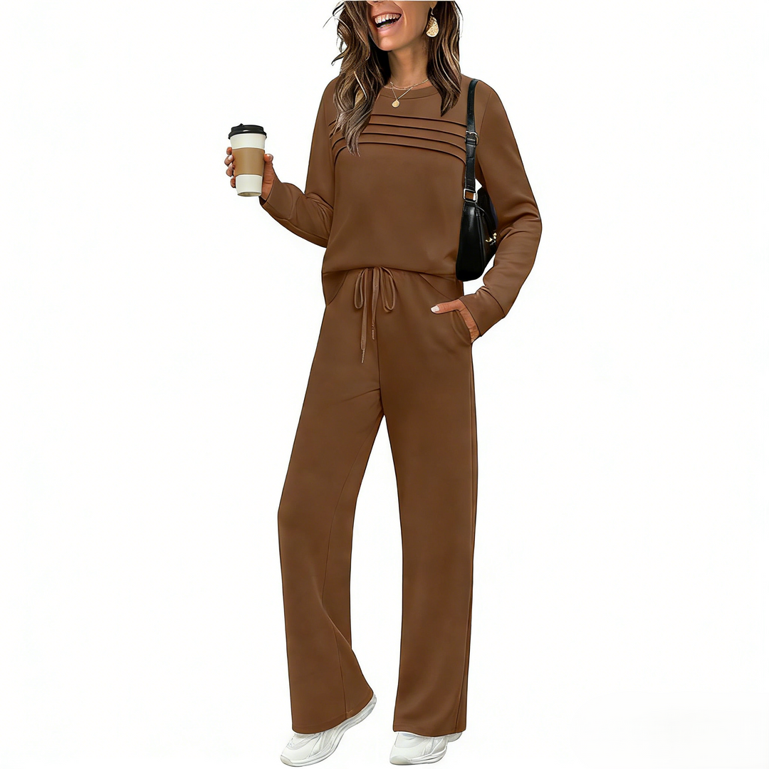 Saya™ | Elegant Set with Round Neck Top & Drawstring Trousers