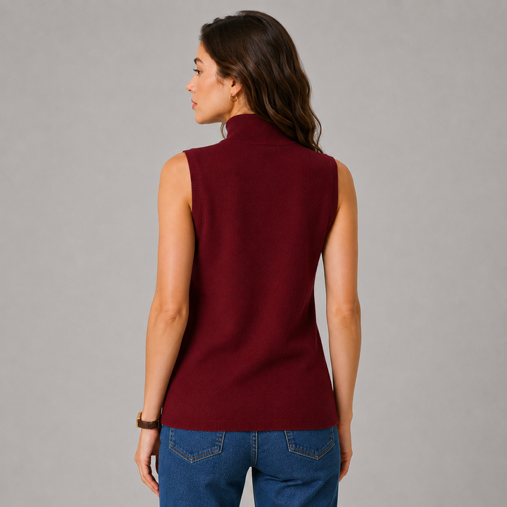 Wrenna™ | Cashmere Blend Sleeveless Turtleneck Knit Top