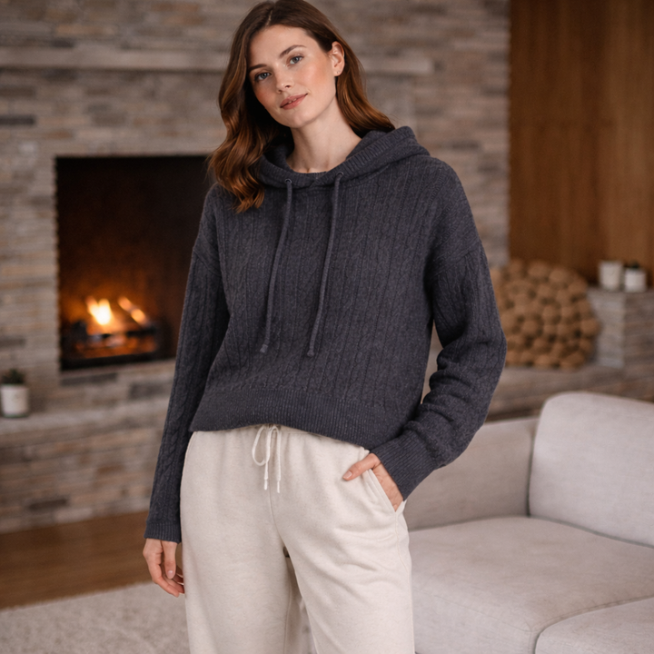 Katriane™ | Oversized Hooded Knit Sweater with Ribbed Trims