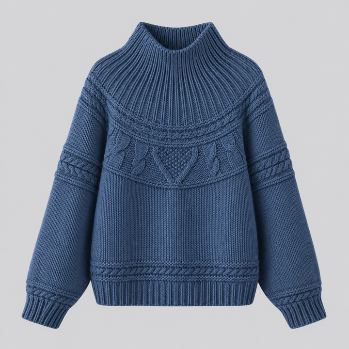Lorelle™ | Merino Wool Cable Knit Sweater with Round Neck