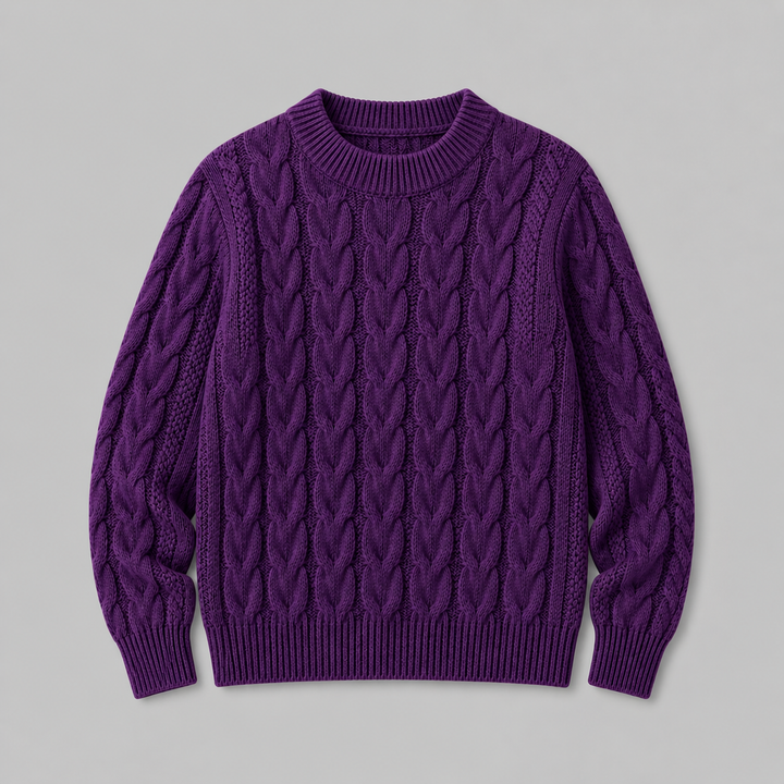 Rosalind™ | Cashmere Blend Textured Knit Sweater with Ribbed Trims