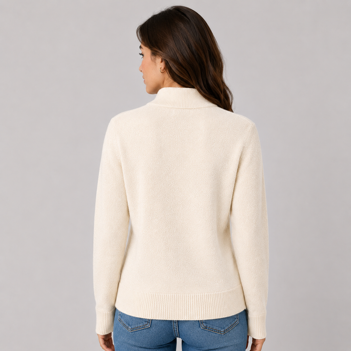 Solene™ | Cashmere Blend Button-Front Cardigan with Structured Collar