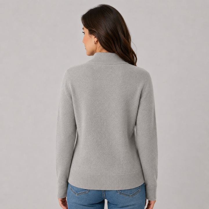 Solene™ | Cashmere Blend Button-Front Cardigan with Structured Collar