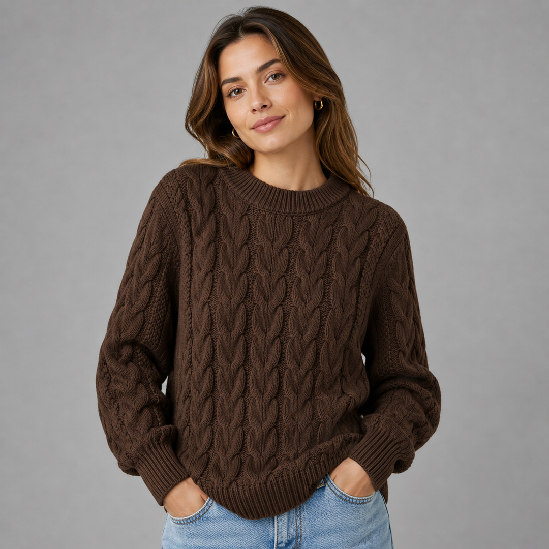 Rosalind™ | Cashmere Blend Textured Knit Sweater with Ribbed Trims