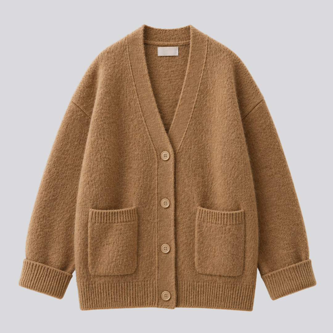 Fenella™ | Relaxed Merino Wool Cardigan with Dropped Shoulders