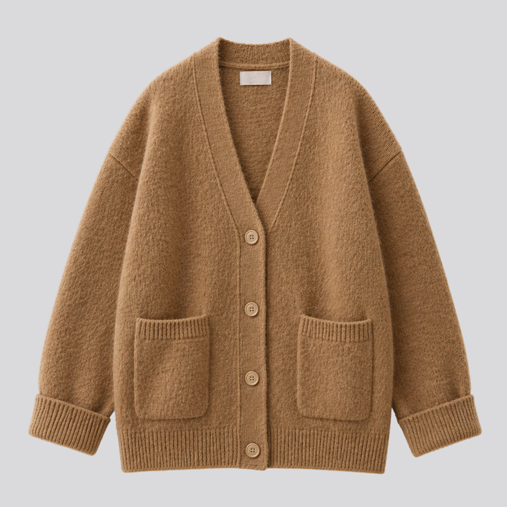 Fenella™ | Relaxed Merino Wool Cardigan with Dropped Shoulders