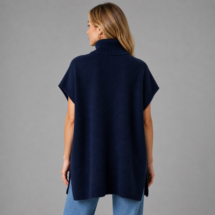 Zephira™ | Cashmere Blend Turtleneck Knit Poncho