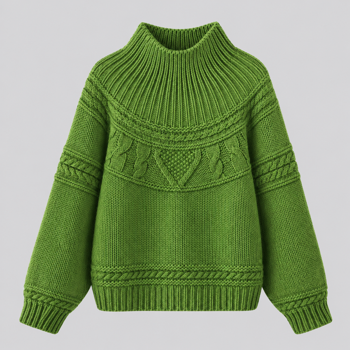 Lorelle™ | Merino Wool Cable Knit Sweater with Round Neck