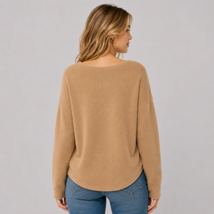 Quintessa™ | Oversized Cashmere Blend Sweater with Wide Neckline