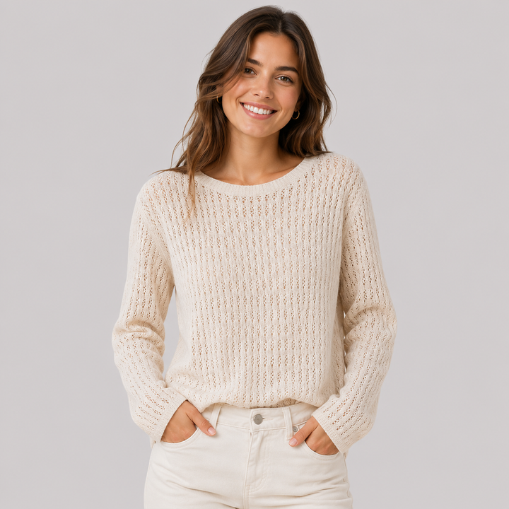Verity™ | Cashmere Blend Open Knit Sweater with Relaxed Fit