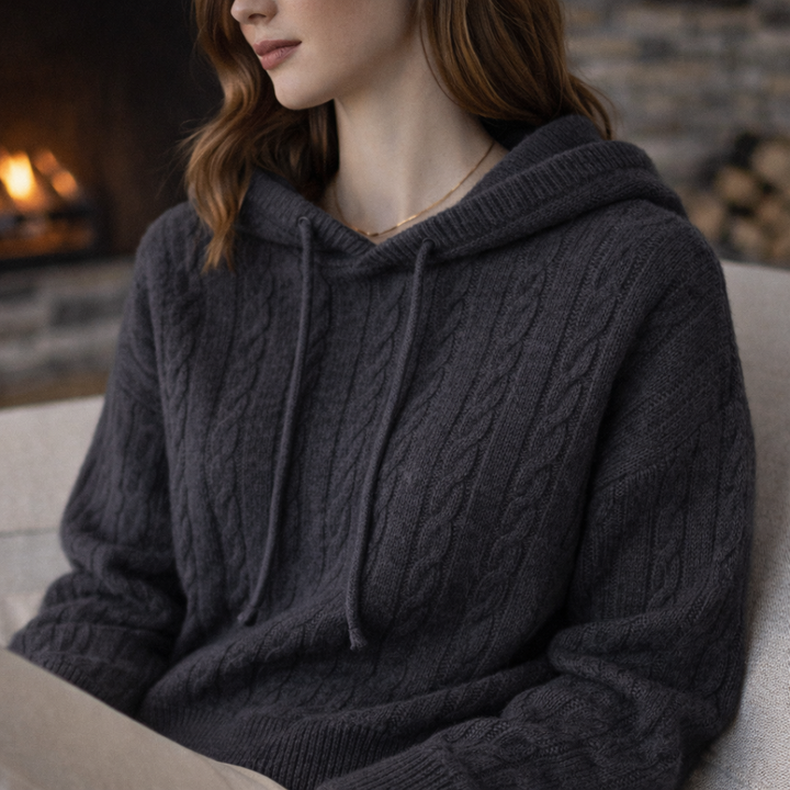 Katriane™ | Oversized Hooded Knit Sweater with Ribbed Trims